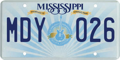 MS license plate MDY026