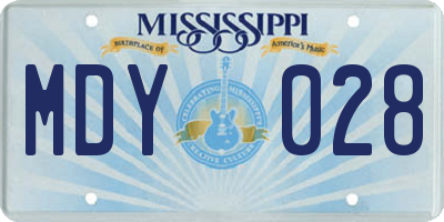 MS license plate MDY028