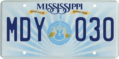 MS license plate MDY030