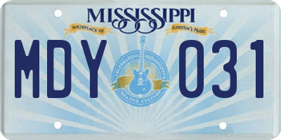 MS license plate MDY031