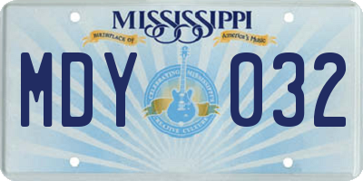 MS license plate MDY032