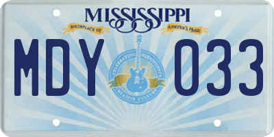 MS license plate MDY033