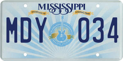 MS license plate MDY034