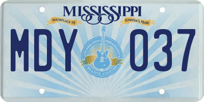 MS license plate MDY037