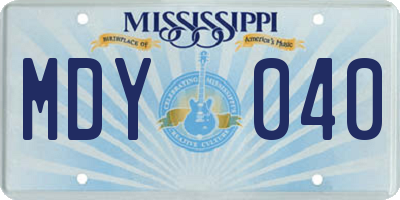 MS license plate MDY040