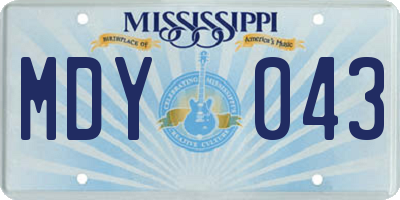 MS license plate MDY043