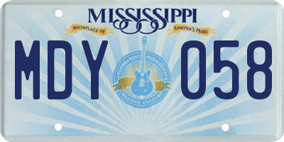 MS license plate MDY058