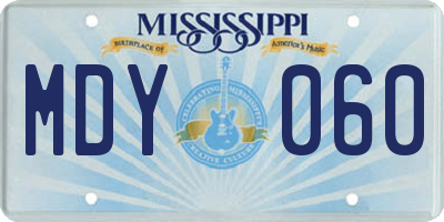 MS license plate MDY060