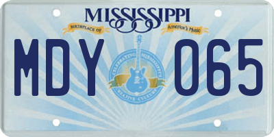 MS license plate MDY065