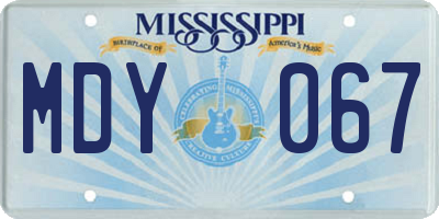 MS license plate MDY067