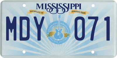 MS license plate MDY071
