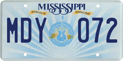MS license plate MDY072
