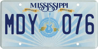 MS license plate MDY076