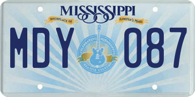 MS license plate MDY087