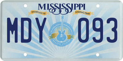 MS license plate MDY093