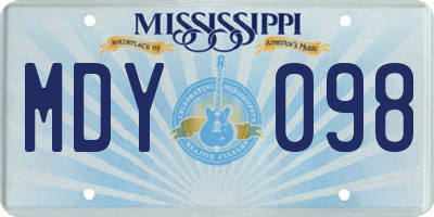 MS license plate MDY098