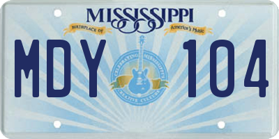 MS license plate MDY104