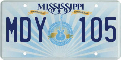 MS license plate MDY105