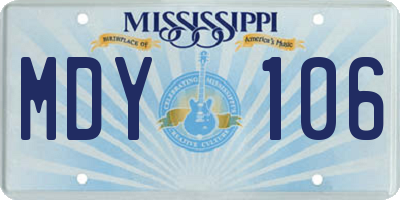 MS license plate MDY106