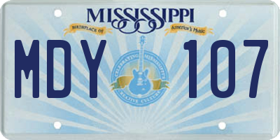 MS license plate MDY107