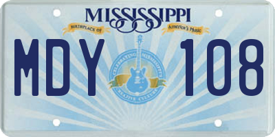 MS license plate MDY108