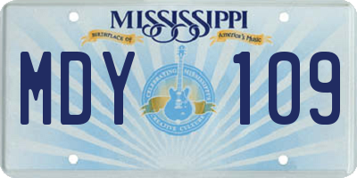 MS license plate MDY109