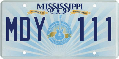 MS license plate MDY111