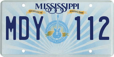 MS license plate MDY112