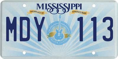 MS license plate MDY113