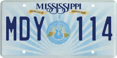 MS license plate MDY114