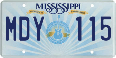 MS license plate MDY115