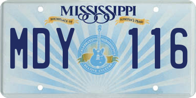 MS license plate MDY116