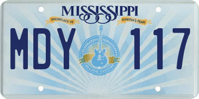 MS license plate MDY117