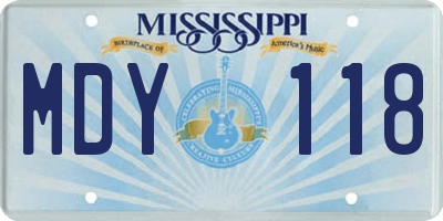 MS license plate MDY118