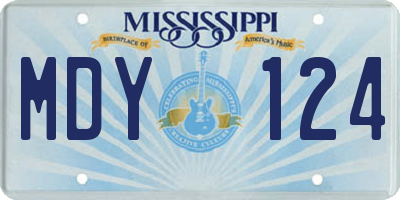 MS license plate MDY124