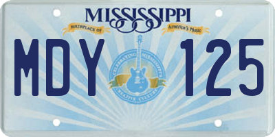 MS license plate MDY125