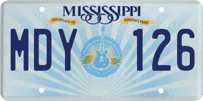 MS license plate MDY126