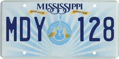 MS license plate MDY128