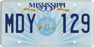 MS license plate MDY129