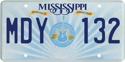 MS license plate MDY132