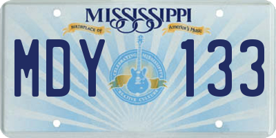 MS license plate MDY133