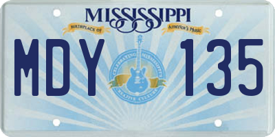 MS license plate MDY135