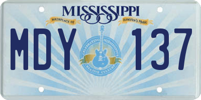 MS license plate MDY137