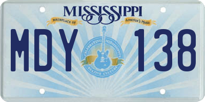 MS license plate MDY138