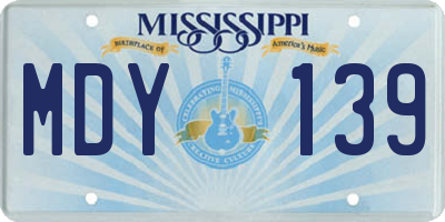 MS license plate MDY139