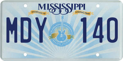 MS license plate MDY140