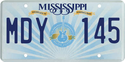 MS license plate MDY145