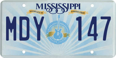 MS license plate MDY147