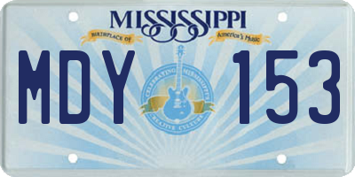 MS license plate MDY153