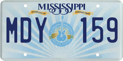 MS license plate MDY159
